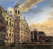 Jan van der Heyden Amsterdam, Dam Square with the Town Hall and the Nieuwe Kerk oil painting on canvas